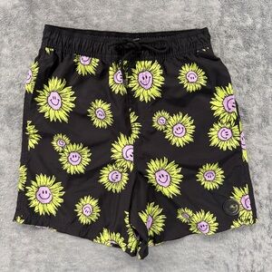 Neff Mens Happy Bloom Graphic Swim Shorts All Over Print Pull On Elastic Waist